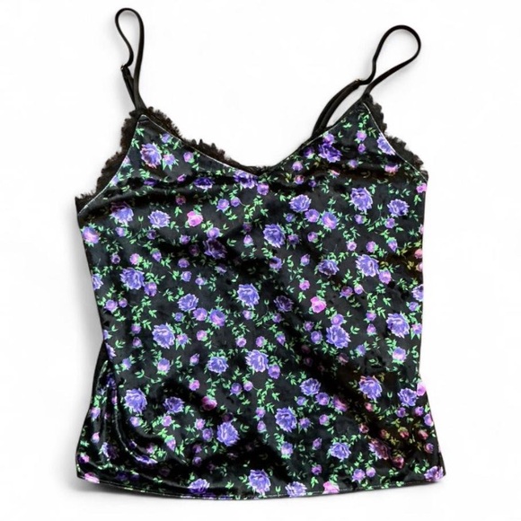 Victoria's Secret Tops - Victoria's Secret Black and Purple Floral Fairy Boho Glam Camisole